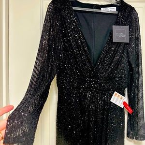 Black Sequined gown by leena for Mac Duggal